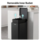 Cefito 15L Pedal Rubbish Bin Slim Carbon Steel Garbage Bin for Home Black - Cefito