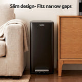 Cefito 15L Pedal Rubbish Bin Slim Carbon Steel Garbage Bin for Home Black - Cefito