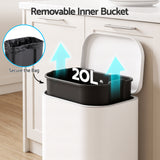 Cefito 20L Trash Bin Steel Pedal Bins Soft Close Kitchen Rubbish Waste Can White - Cefito