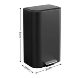 Cefito 30L Pedal Rubbish Bin Kitchen Trash Garbage Waste Can Soft Close Black - Cefito