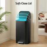 Cefito 30L Pedal Rubbish Bin Kitchen Trash Garbage Waste Can Soft Close Black - Cefito