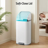 Cefito 30L Pedal Rubbish Bin Kitchen Trash Garbage Waste Can Soft Close White - Cefito