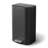 Cefito Kitchen Trash Can 40L Pedal Bins Rubbish Bin Steel with Soft Close Lid, Removable Inner Bucket, Rectangular Garbage Can Recycling Bin, Black - Cefito
