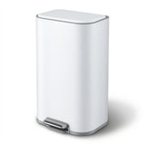 Cefito Kitchen Trash Can 40L Pedal Bins Rubbish Bin Steel with Soft Close Lid, Removable Inner Bucket, Rectangular Garbage Can Recycling Bin, White - Cefito