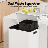 Cefito Pedal Bins Rubbish Bin Dual Compartment Waste Recycle Dustbins 40L White