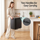 Cefito 40L Bins Pedal Bin Compartment Waste Rubbish Dustbins Recycle Dual - Cefito