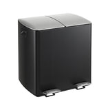 Cefito 40L Bins Pedal Bin Compartment Waste Rubbish Dustbins Recycle Dual - Cefito