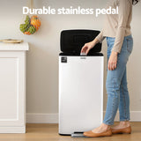 Cefito Pedal Bins Rubbish Bin Waste Recycle Dustbins Kitchen Trash Can 40L White - Cefito