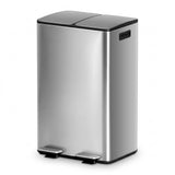 Cefito Pedal Bins Rubbish Bin Dual Compartment Waste Recycle Dustbins 60L Silver - Cefito