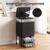 Cefito 40L Press Top Trash Can Kitchen Rubbish Bin Moblie Stainless Steel Black - Cefito