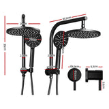Cefito 9'' Rain Shower Head Set Handheld Round High Pressure Twins Tap Chrome - Cefito