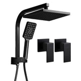 Cefito 8'' Rain Shower Head Set Handheld Round High Pressure Twins Tap Black