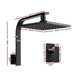 Cefito WElS 8 Rain Shower Head Mixer Square High Pressure Wall Arm DIY Black