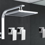 Cefito 8 Rain Shower Head Wall Arm Square High Pressure Twins Tap Chrome - Cefito