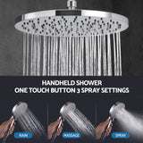 Cefito High-Pressure Shower Heads with Anti-burst 1.5m Hose & 304 S.S Rail, Ideal for Bathroom Upgrades and Pet Washing, 10 Inch Rain & 3-Function Combo