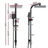 10'' Rain Shower Head Set Handheld Square High Pressure Black - Cefito
