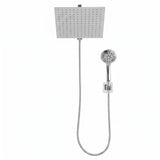 Cefito High-Pressure Rain Shower Head with Handheld, Gear-Lock Anti-Sag Arm for Family Spa, 12" Stainless Steel Rainfall & 9-Setting Wand Combo, 3-Way Diverter, Drill-Free Adhesive Bracket