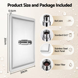 Cefito 12" Extra Large Rain Shower Head, Air-in Tech for Low Water Pressure, Anti-Clog Silicone Jets for Hard Water Scale, 360° Swivel, DIY Renters Install, 304 Stainless Steel