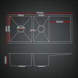 Cefito Stainless Steel Sink 100x45CM With Pull Out Mixer Tap Kitchen Basin Double Bowl Black - Cefito