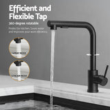 Cefito Stainless Steel Sink 30x45CM With Pull Out Mixer Tap Kitchen Basin Single Bowl Black - Cefito