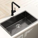 Cefito Stainless Steel Sink 60x45CM With Pull Out Mixer Tap Kitchen Basin Single Bowl Black - Cefito