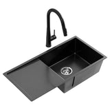 Cefito Stainless Steel Sink 75x45CM With Pull Out Mixer Tap Kitchen Basin Single Bowl - Cefito