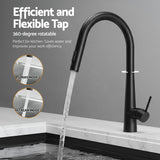 Cefito Stainless Steel Sink 75x45CM With Pull Out Mixer Tap Kitchen Basin Single Bowl Black - Cefito