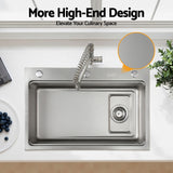 Cefito Kitchen Sink 304 Stainless Steel Bar Sink Millet Grain Water Basin Sink Silver - Cefito