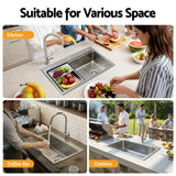 Cefito Kitchen Sink 304 Stainless Steel Bar Sink Millet Grain Water Basin Sink Silver - Cefito
