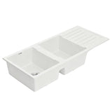 Cefito Kitchen Sink 116x50cm Granite Stone Sink Double Bowl White - Cefito