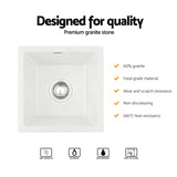 Cefito Kitchen Sink 38x38cm Granite Stone Sink Single Bowl White - Cefito