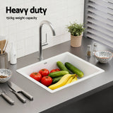 Cefito Kitchen Sink 38x38cm Granite Stone Sink Single Bowl White - Cefito