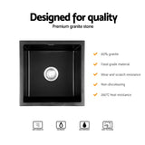 Cefito Kitchen Sink 45x45cm Granite Stone Sink Single Bowl Black - Cefito