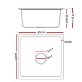 Cefito Kitchen Sink 45x45cm Granite Stone Sink Single Bowl White - Cefito