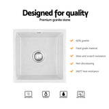 Cefito Kitchen Sink 45x45cm Granite Stone Sink Single Bowl White - Cefito