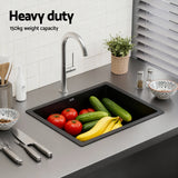 Cefito Kitchen Sink 55x45cm Granite Stone Sink Single Bowl Black - Cefito