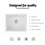 Cefito Kitchen Sink 55x45cm Granite Stone Sink Single Bowl White - Cefito
