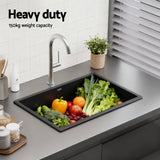 Cefito Kitchen Sink 70x45cm Granite Stone Sink Single Bowl Black - Cefito