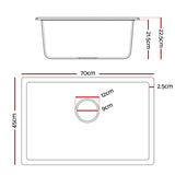 Cefito Kitchen Sink 70x45cm Granite Stone Sink Single Bowl White - Cefito