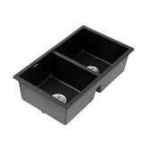 Cefito Kitchen Sink 77x45cm Granite Stone Sink Double Bowl Black - Cefito