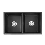 Cefito Kitchen Sink 77x45cm Granite Stone Sink Double Bowl Black - Cefito