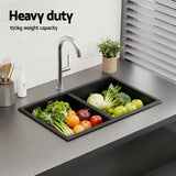 Cefito Kitchen Sink 77x45cm Granite Stone Sink Double Bowl Black - Cefito