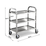 Cefito 3-Tier Stainless Steel Kitchen Trolley with Wheels 89X50X83cm - Cefito