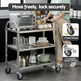 Cefito 3-Tier Stainless Steel Kitchen Trolley with Wheels 89X50X83cm - Cefito