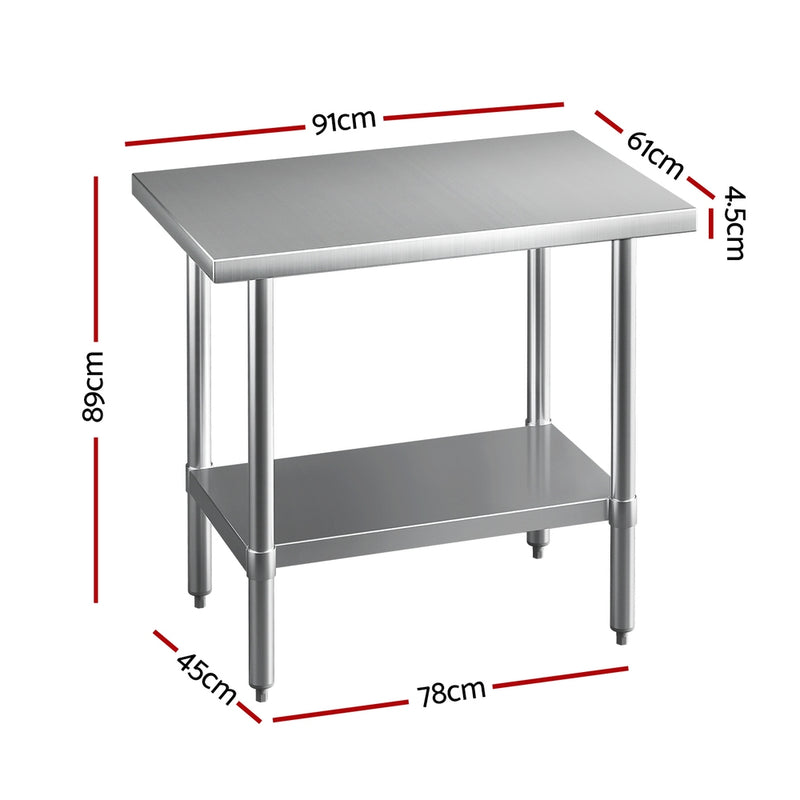 Cefito Stainless Steel Kitchen Benches Work Bench 910x610mm 432
