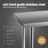 Cefito Stainless Steel Kitchen Benches Work Bench 910x610mm 434
