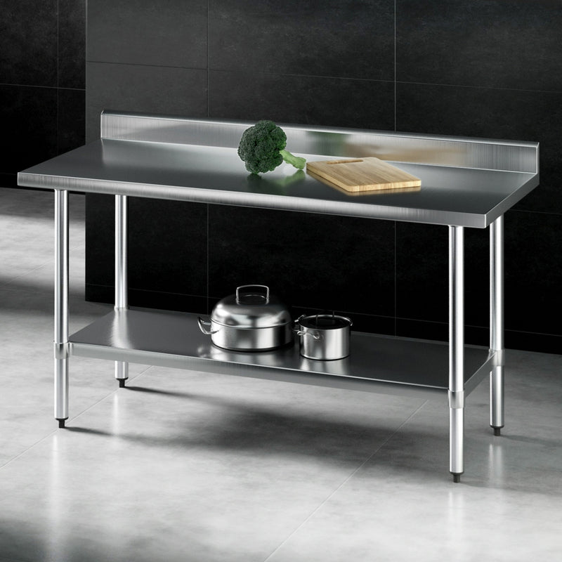 Cefito Stainless Steel  Kitchen  Bench w/ Splashback 1500x600MM 430 - Cefito