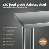Cefito Stainless Steel Kitchen Benches Work Bench Wheels 61X46CM 434