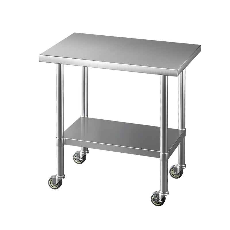 Cefito Stainless Steel Kitchen Benches Work Bench Wheels 91X61CM 433