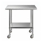 Cefito 914x762mm Stainless Steel Kitchen Bench w/ Splashback Work Table Prep Bench Commercial 430